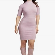 Guess Allison Mock Neck Ribbed Dress Small Bodycon Old Money Valentines Romantic