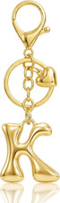 Gold Bubble Heart, Cherry, Bow  More Designs Letter Initial Keychain Bag Charms