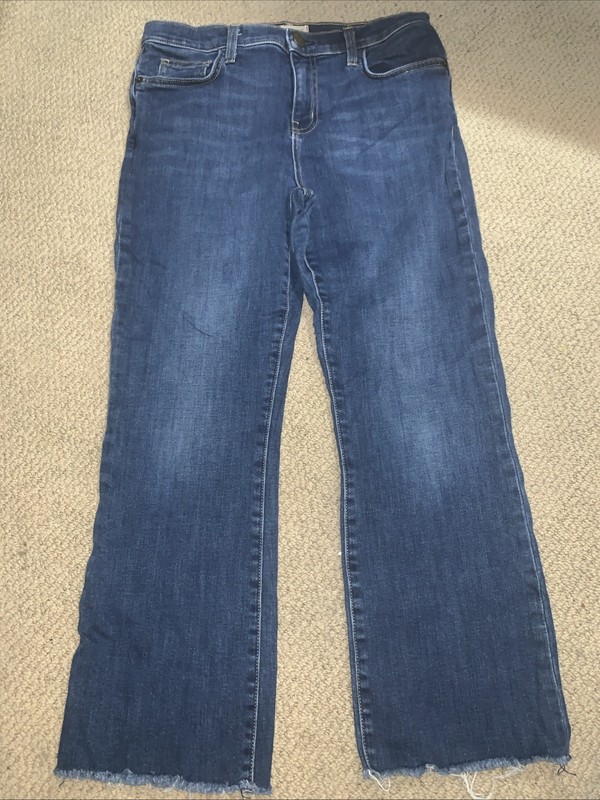 Current Elliott Cropped Straight Jeans  Raw Hem Size 29/25