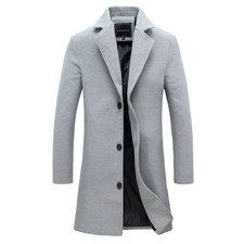 Men's Winter Warm Formal Trench Coat Long Jacket Smart Work Overcoat Outwear