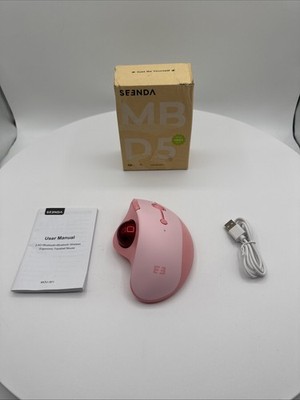 Seenda Wireless Trackball Mouse Bluetooth USB Rechargeable Pink MOU-301