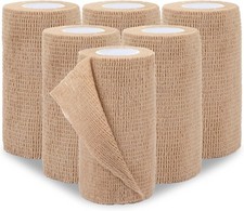 Self-Adhesive Bandage Wrap 4"x5yd, 6 Rolls Elastic Vet  Sports Tape