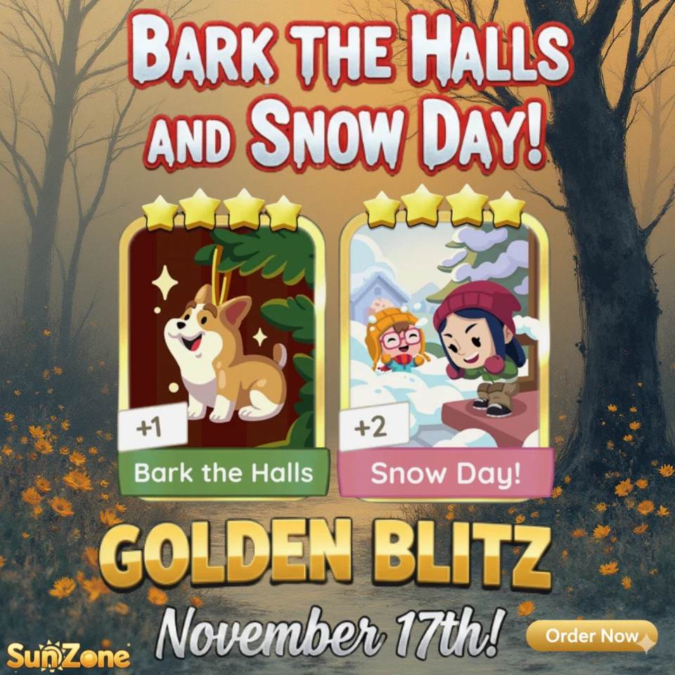 Monopoly_Go Golden Blitz Event 🍀 Bark the Halls and Snow Day! Stickers ☘️ - Image 2 of 2