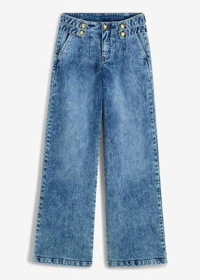 Neu Jeans mit Deko-Knöpfen Gr. 48 Blau Damen-Hose Freizeitjeans Denim Pants