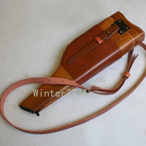 For Mauser Military Pistol M712 C96 Ww2 German Wooden Holster With Leather Belts - Picture 10 of 10