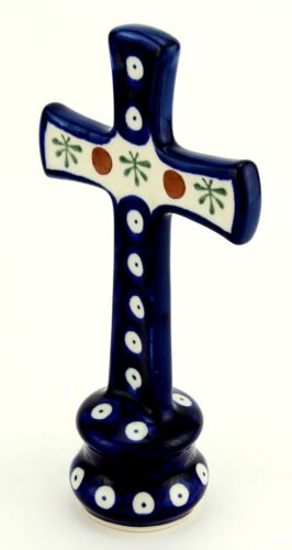 Croce in piedi ceramica polacca 7" alta Zaklady Boleslawiec Polonia - Foto 3 di 3