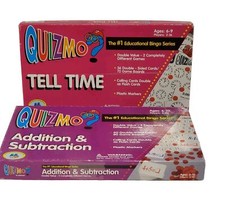 Set of 2 Quizmo Bingo Games Tell Time and Addition  Subtraction Educational