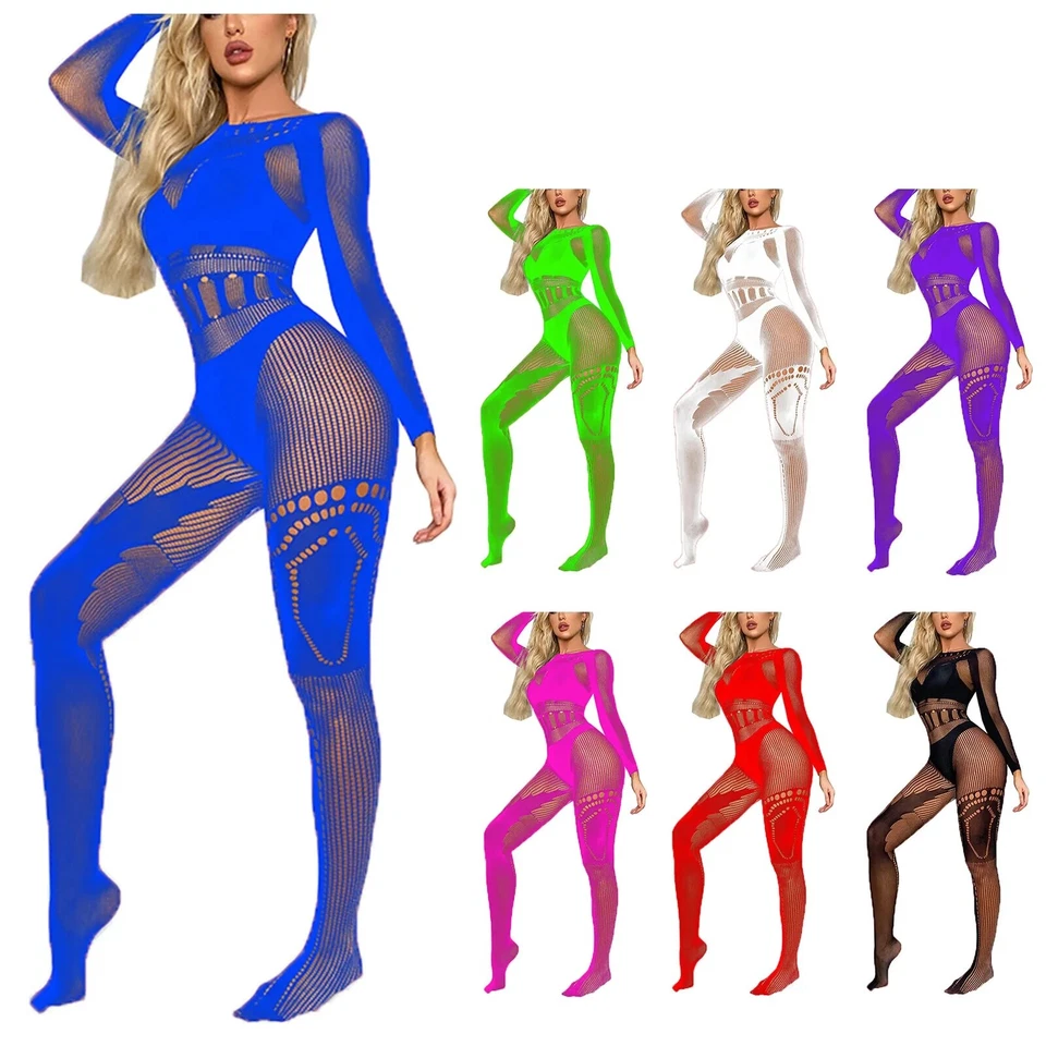 Women Bodysuit Sexy-Lingerie Fishnet Body-Stocking Babydoll Sleepwear Nightwear - Image 2 of 4