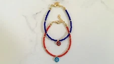 Evil Eye Bead Bracelet Greek Mati Turkish Nazar Blue Red Protection Lucky Gold