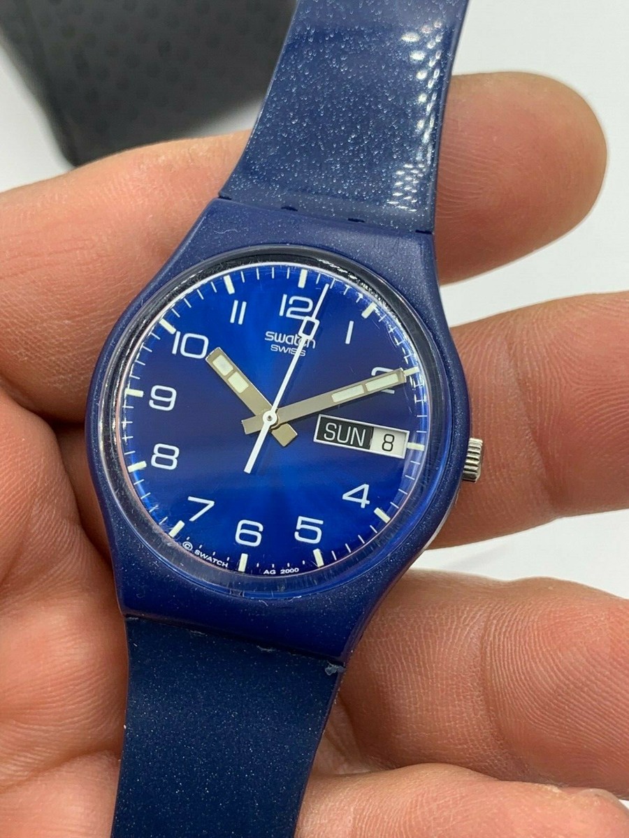 Swatch Watch Just Blue GN715 Blue Sparkling 34mm 2001  display picture 3