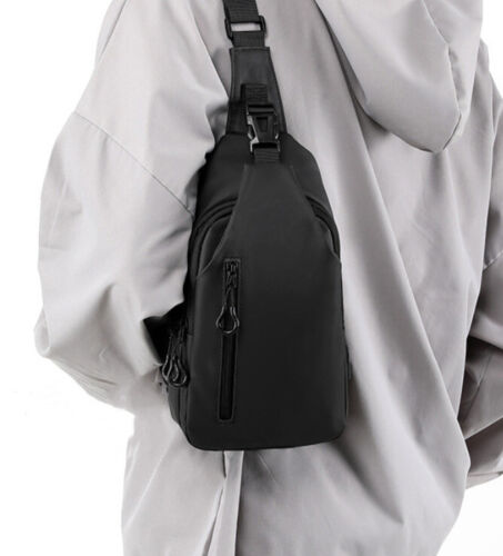 Borsa a tracolla imbracatura da uomo impermeabile borsa a tracolla zaino con ricarica USB - Foto 1 di 16