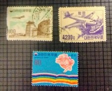 Korea. Stamp lot of 3 Airmails! Scott's  #s C6,C24,C43. Used. sal's stamp store
