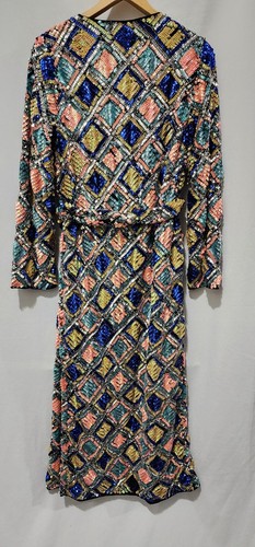 ASOS Edition Size 0 Diamond Belted Wrap Midi Dress in Sequin $275 - Picture 4 of 8