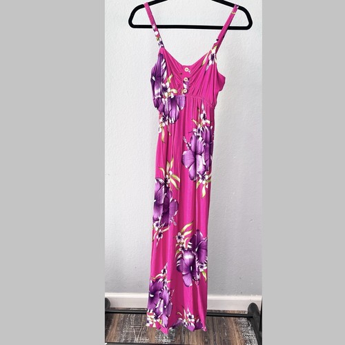 ALOHA FASHION HAWAIIAN FASHION Pink Purple Floral Maxi Dress OS One Size NWT
