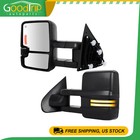 Towing Mirrors Heated Running Signals Light Black For 2014-2020 Chevy GMC New