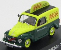 Modellauto Statisch Fiat 500C Van Riello 1959 GrÜN Gelb 1/43