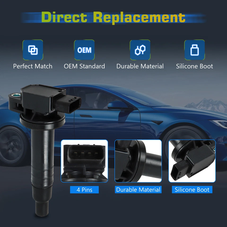 4pcs Ignition Coils+Spark Plugs For 2000-2017 Toyota Prius Yaris Echo 1.5L UF316 - Изображение 3 из 4