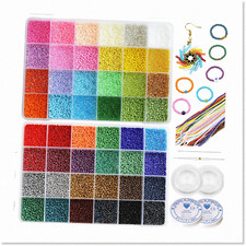 Premium Seed Beads Jewelry Making Kit - 48 Vibrant Colors, 38000 pcs Glass Beads