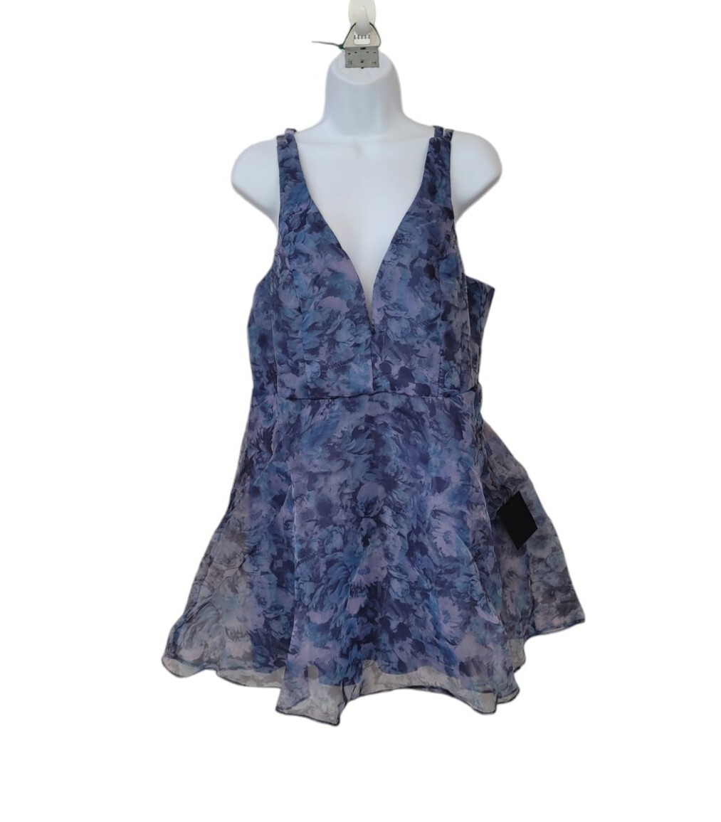 organza skater dress New LULU'S XL Blue Imagine Romance Floral Print Organza Skater Dress Women