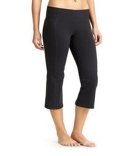 ATHLETA Black Power Up Leggings Capri/Cropped with Back Slits Size XS Activewear