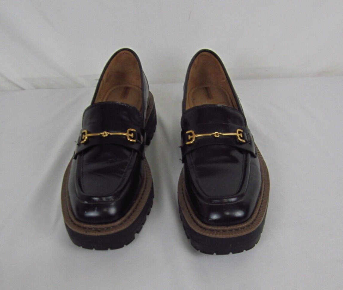 Sam Edelman Laurs Loafers Black Leather Horsebit Lug Sole Platform Shoes Size 10 Sam Edelman Laurs Dark Mocha Leather Rounded Toe Slip On  main image 4