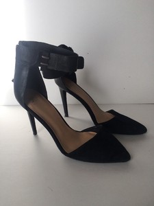 black high heels with thick ankle strap