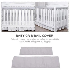 3Pcs Padded Crib Rail Cover Protector Safe Teething Guard Wrap for Standard Crib