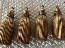 Designer drapery hold backs lot 4 antiqued gold painted Decorator display NEW