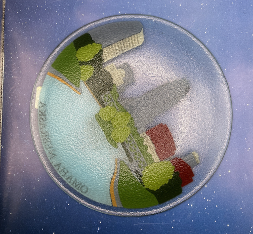 Peggy Karr Fused Art Glas OMAHA, Nebraska 11" Runde Platte Signiert Aufkleber Box - Bild 8 von 22