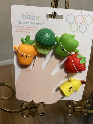 Fruit & Veggie Finger Puppets Toy Carrot Banana Strawberry Broccoli Bell Pepper