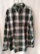 Chaps Men's Shirt Button Down Collar Lg Slv Black Grn Rdd Wht Plaid Sz L #11788