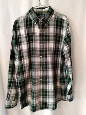 Chaps Men's Shirt Button Down Collar Lg Slv Black Grn Rdd Wht Plaid Sz L #11788