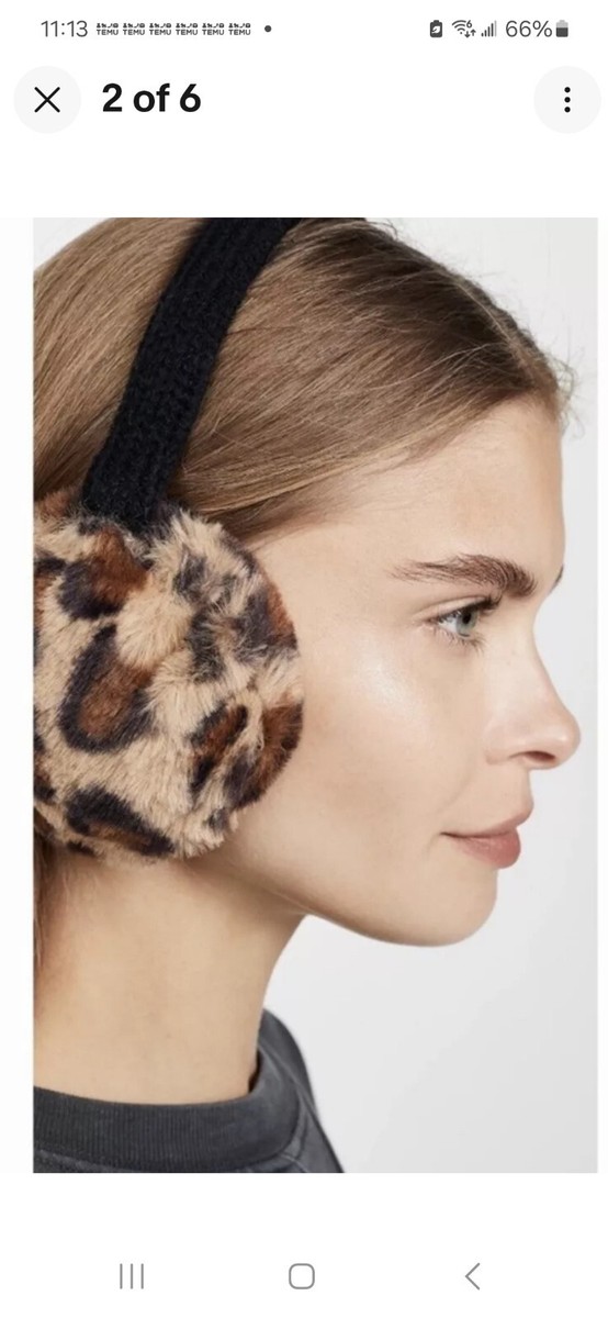 Hat Attack Womens Faux Fur Leopard Print Earmuffs Black  display picture 1