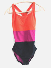 Speedo Ladies Racerback Color Block Swimsuit SMALL One Piece Sporty Y2K Travel