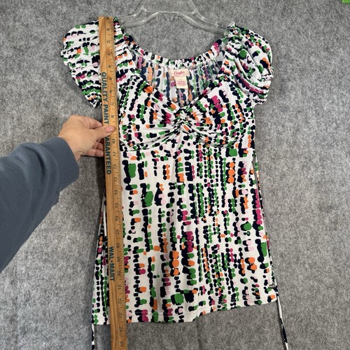 Candies Y2K Babydoll Oberteil Junior Größe Small launische Punkte Rüschenshirt hinten zum Binden - Bild 9 von 13