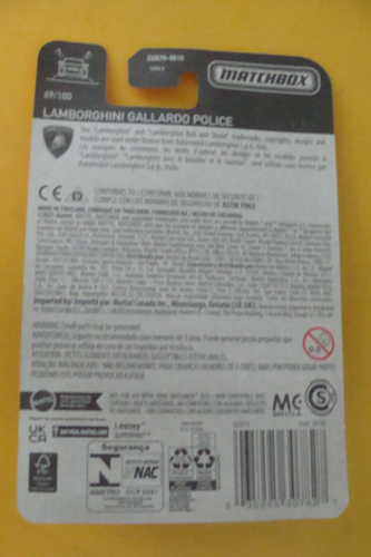 LAMBORGHINI GALLARDO POLICE CAR - MATCHBOX 2021 - 1:64 SCALE - WHITE - Picture 8 of 8