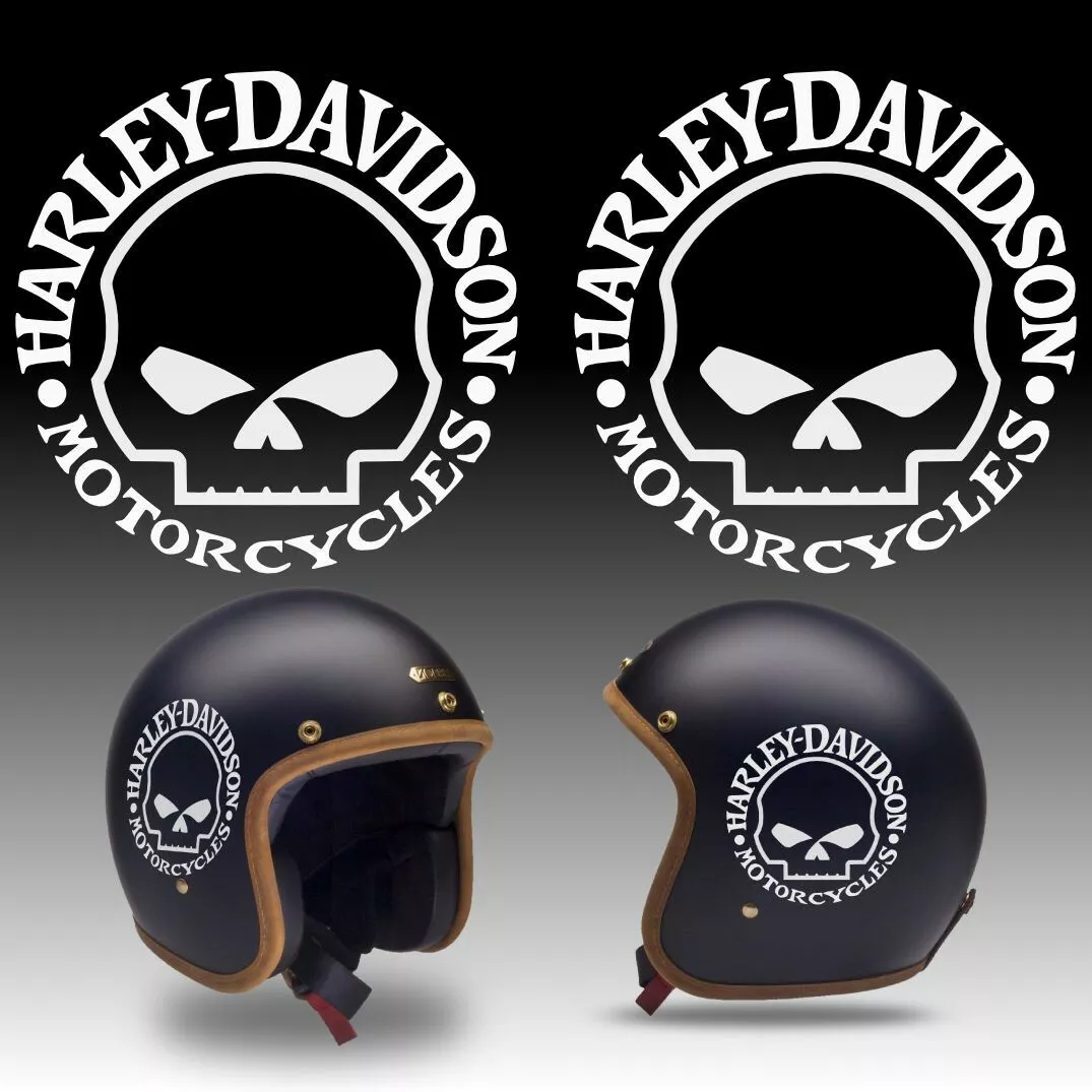 2 Harley Davidson Sticker aufkleber Helm Motorradhelm 10 cm Farbe Vinyl  Weiß