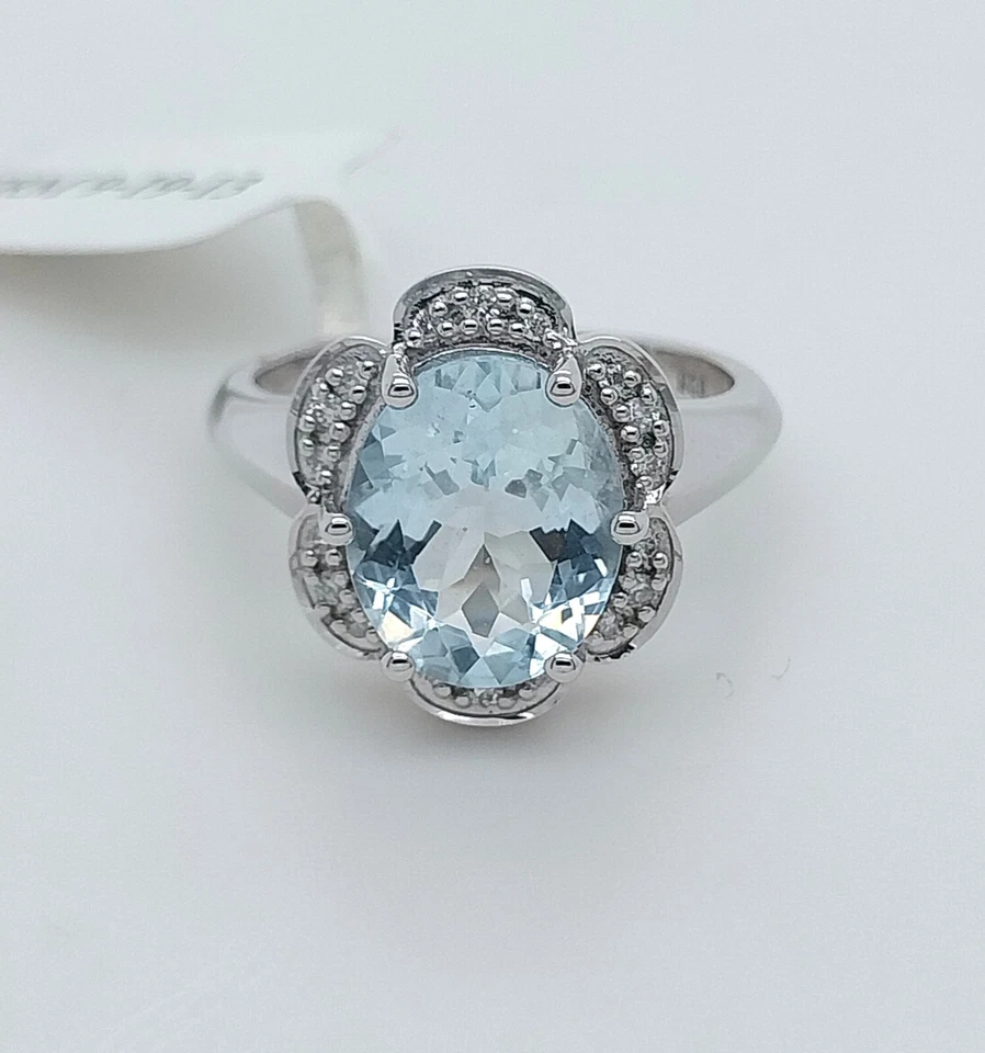 Anillo aguamarina/diamante Foto 2 de 4