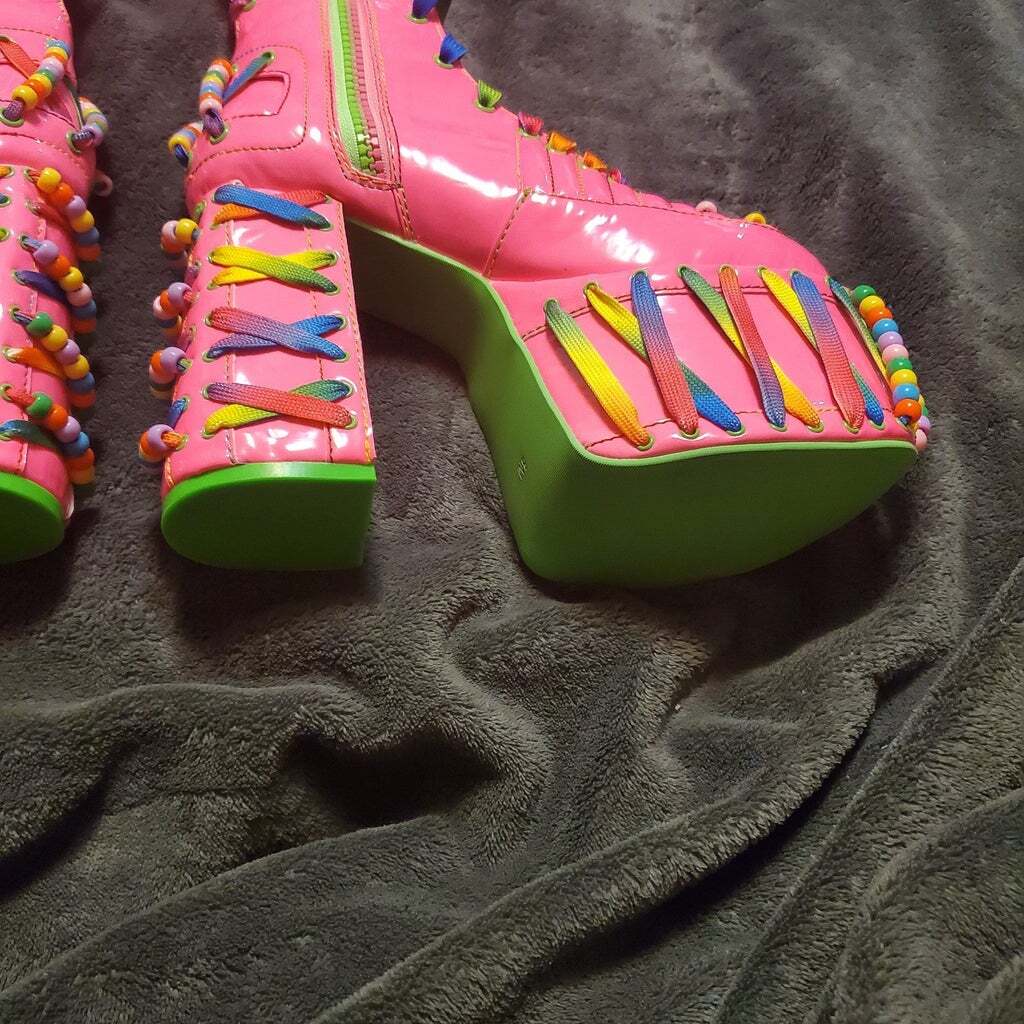 Club Exx Pink Rave Kandi Beaded Platform Shoes 7, 8, 9 | eBay