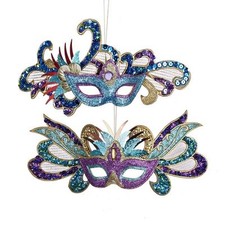 Set of 2 CARNIVAL MARDI GRAS MASK Christmas Ornaments, by Kurt Adler
