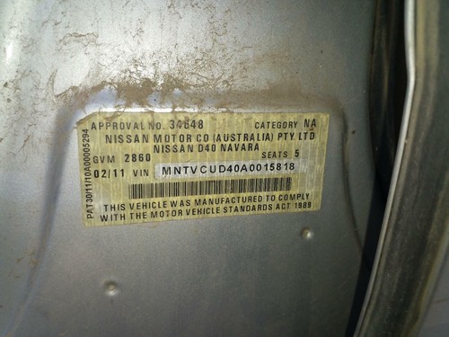 NISSAN NAVARA 2011 VEHICLE WRECKING PARTS ## V001481 ## - Picture 7 of 12