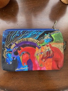 LAUREL BURCH Cosmetic Makeup Bag RAINBOW HORSES Pouch Case Purse Pride Art