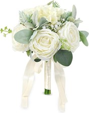 Wedding Bouquets for Bride Bridesmaid 8.5 Inch Ivory White Artificial Roses