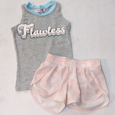 2peice Outfit Flawless Grey Tank Teal Pastel Trim Pink Chettah Athletic Shorts 4