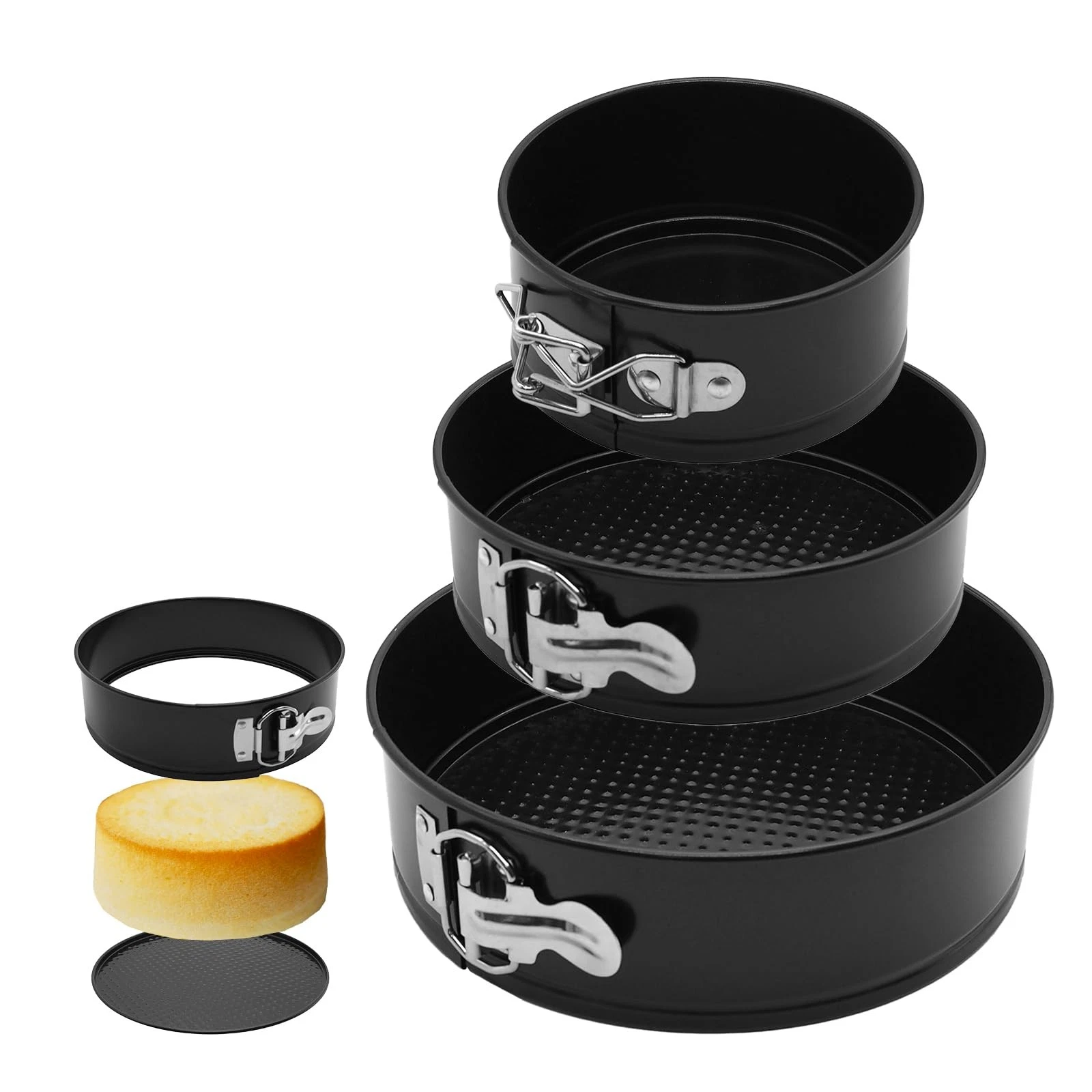 Springform Cake Pan Set Non Stick 3 Pack 4 7 9 Inch Leak Proof Round Bottom