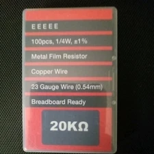 Metal Film Resistor 23 Gauge Wire EEEEE 100 pcs, Plus or Minus 1 %, Breadbd Rdy