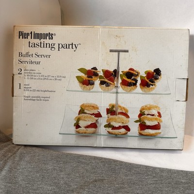 Pier 1 Imports Tasting Party 2 Tier Buffet Server Serviteur Appetizers Open Box