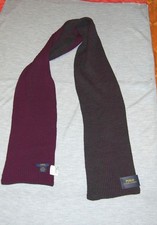 NWT POLO BY RL Reversible merino wool scarf charcoal burgundy with Polo emb