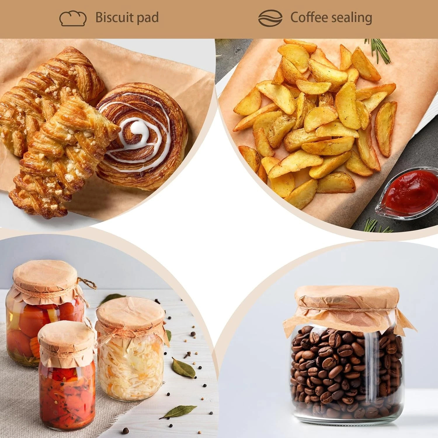 200Pcs 6 x 6 In Hamburger Patty Paper, Unbleached Parchment Paper Squares, Non-S