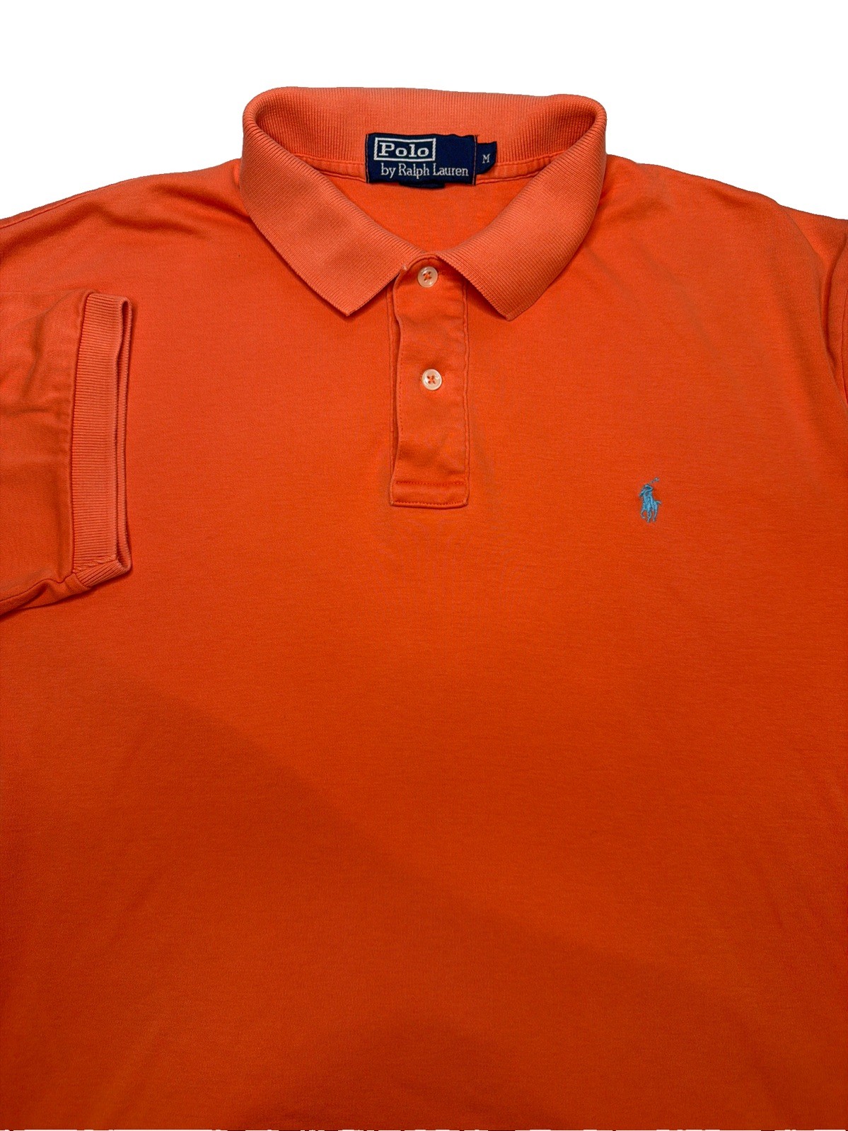 Vintage Polo Ralph Lauren Polo Shirt Mens M Orange Blue Pony Logo Short Sleeve